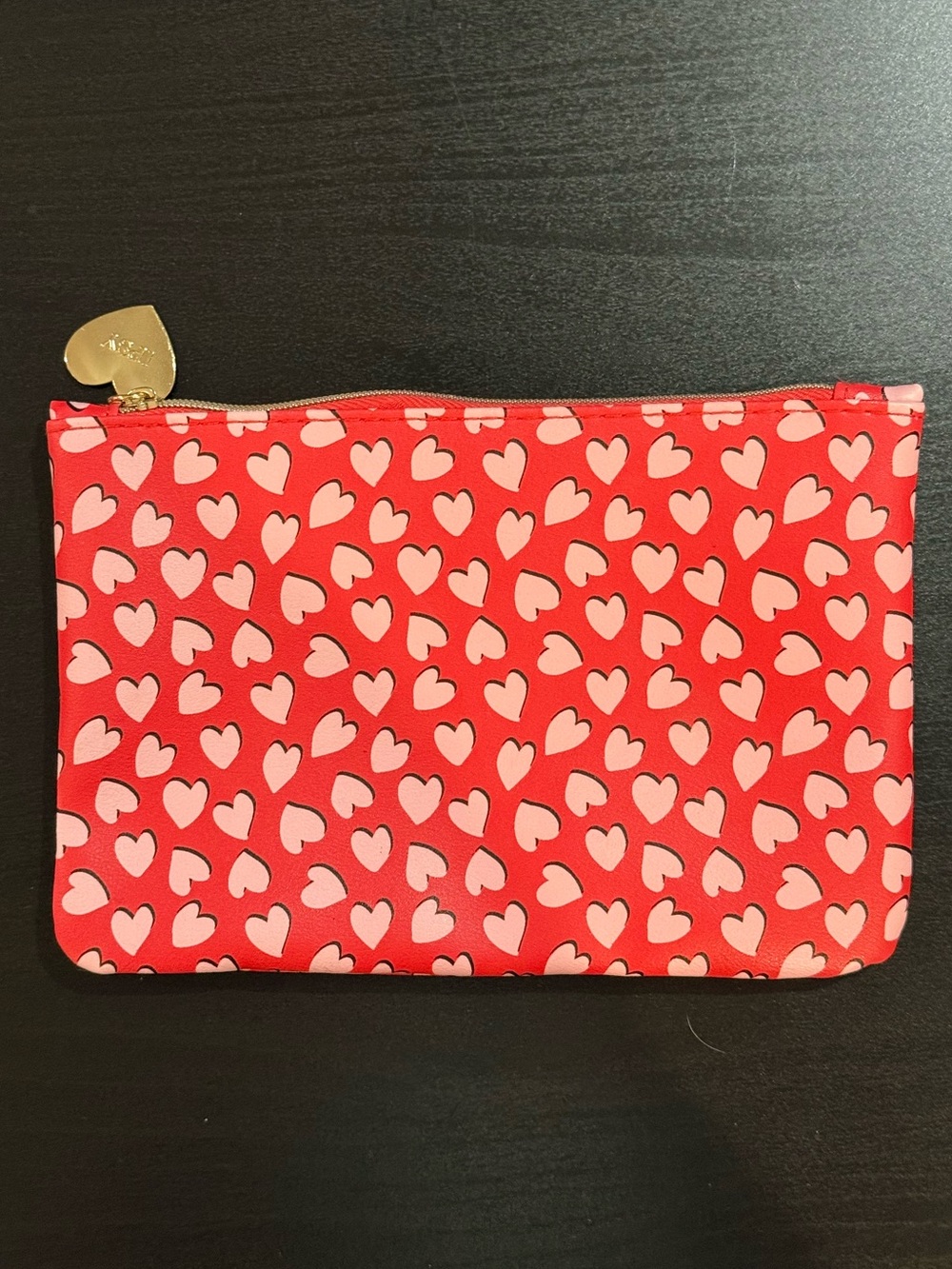 IPSY Pink Heart Print Makeup Bag Cosmetic Pouch Travel Organizer Zip Case ❤️